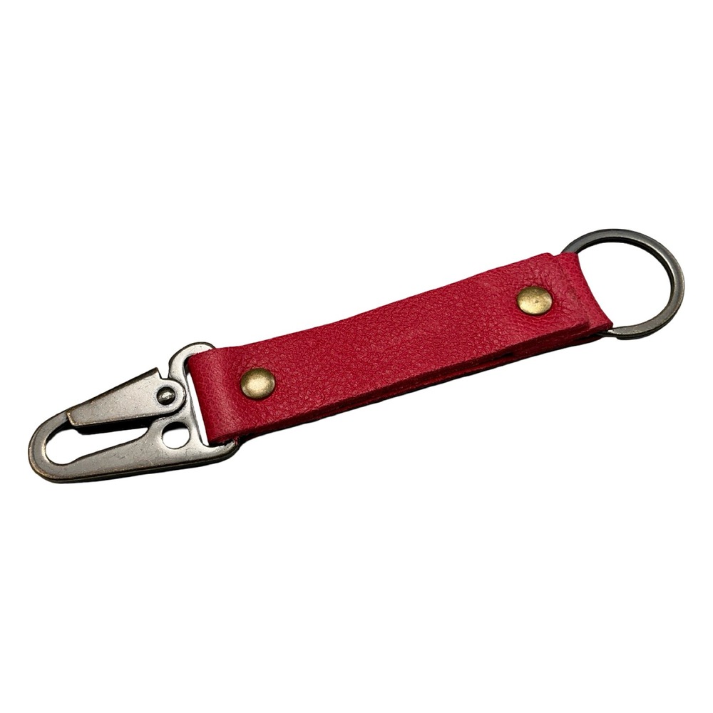 Portland Leather Goods Red Pebble Grain Leather Key Fob Swivel Clip Keychain